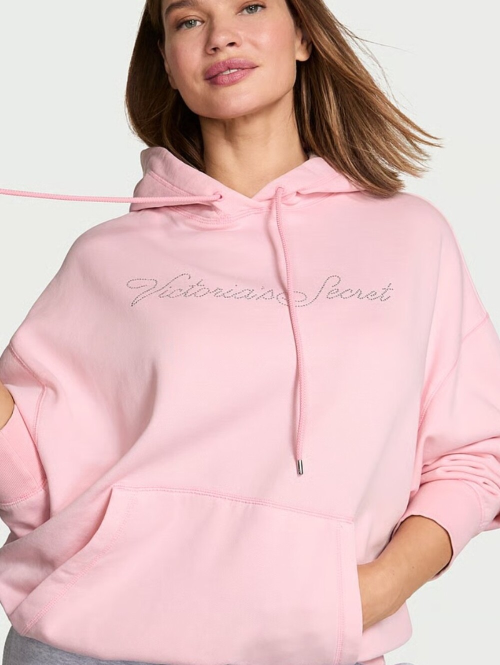 VS Angel Essentials Iconic Fleece Relaxed Hoodie Sz LG NWT